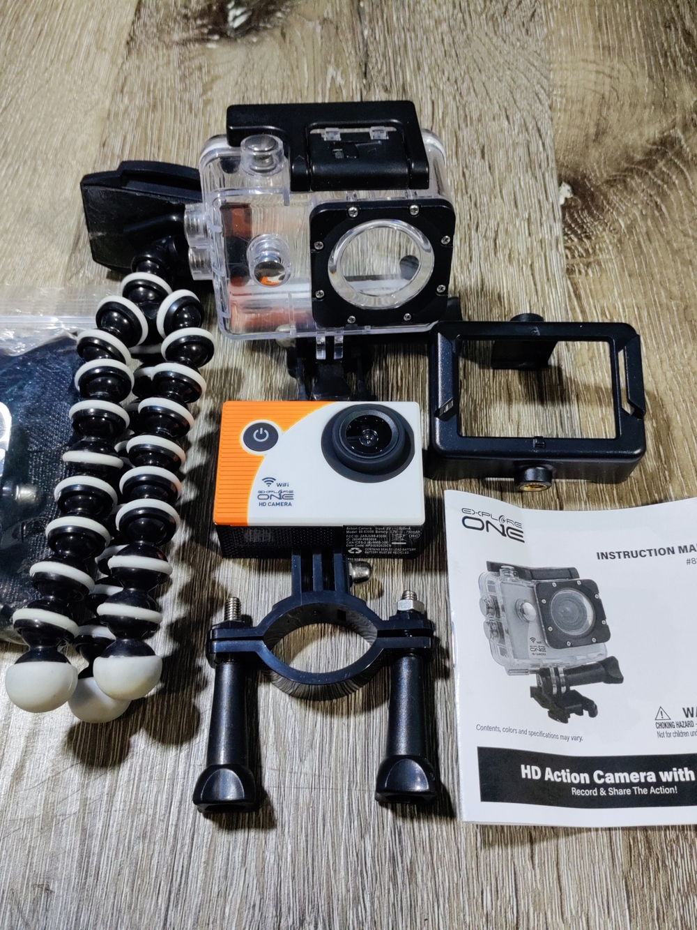 Explore One HD Action Camera Wi-Fi 2 in 1 Selfie Stick Tripod Waterproof